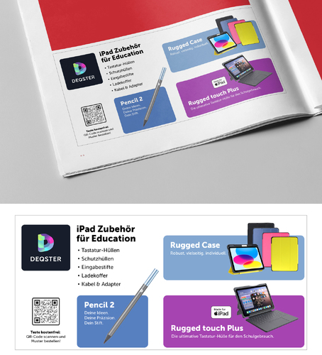  Anzeigengestaltung für Zubehör für Bildungseinrichtungen und Behörden